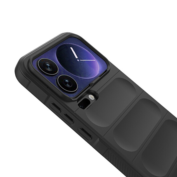 Başkenttekno Xiaomi 17 Pro Max Esnek TPU Oyuklu Arka Yüzey Tasarımlı Etnik Silikon Kılıf Siyah
