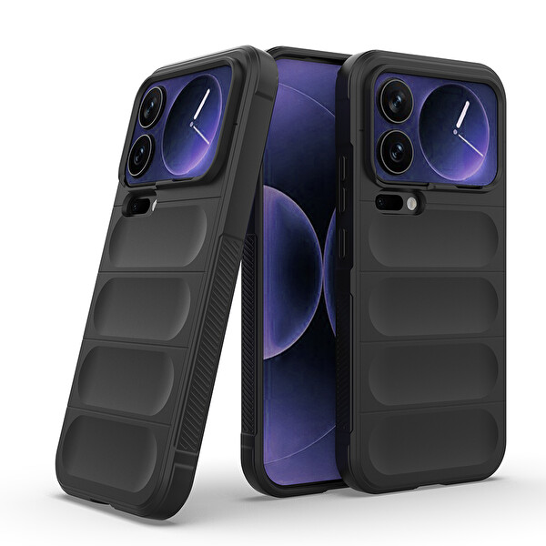 Başkenttekno Xiaomi 17 Pro Max Esnek TPU Oyuklu Arka Yüzey Tasarımlı Etnik Silikon Kılıf Siyah