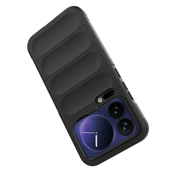 Başkenttekno Xiaomi 17 Pro Max Esnek TPU Oyuklu Arka Yüzey Tasarımlı Etnik Silikon Kılıf Siyah