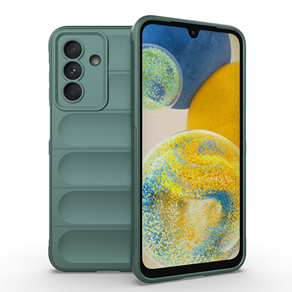 Başkenttekno Samsung Galaxy A36 Esnek TPU Oyuklu Arka Yüzey Tasarımlı Etnik Silikon Kılıf Koyu Yeşil