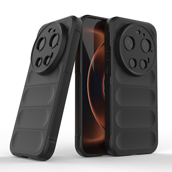 Başkenttekno Xiaomi 17 Ultra Esnek TPU Oyuklu Arka Yüzey Tasarımlı Etnik Silikon Kılıf Siyah