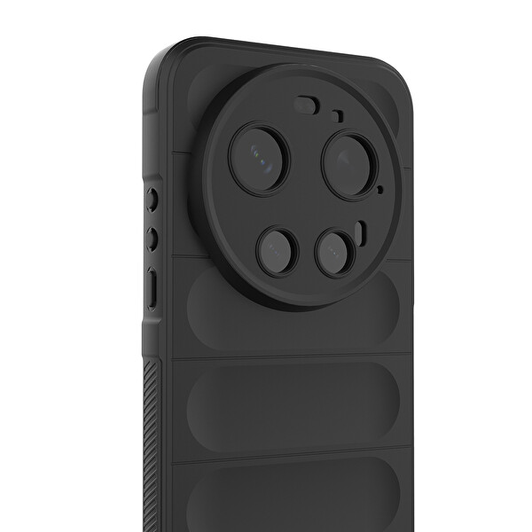 Başkenttekno Xiaomi 17 Ultra Esnek TPU Oyuklu Arka Yüzey Tasarımlı Etnik Silikon Kılıf Siyah