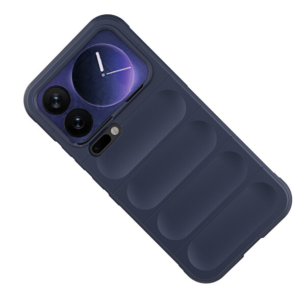 Başkenttekno Xiaomi 17 Pro Max Esnek TPU Oyuklu Arka Yüzey Tasarımlı Etnik Silikon Kılıf Lacivert