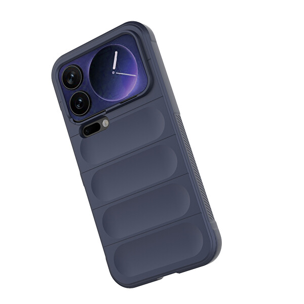 Başkenttekno Xiaomi 17 Pro Max Esnek TPU Oyuklu Arka Yüzey Tasarımlı Etnik Silikon Kılıf Lacivert