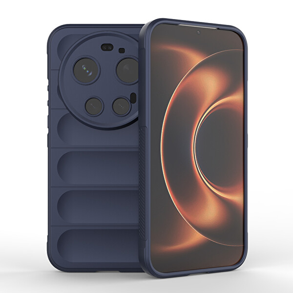 Başkenttekno Xiaomi 17 Ultra Esnek TPU Oyuklu Arka Yüzey Tasarımlı Etnik Silikon Kılıf Lacivert