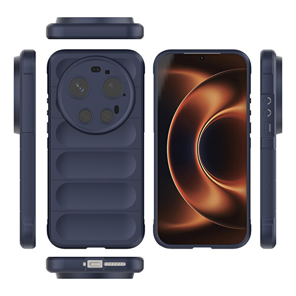Başkenttekno Xiaomi 17 Ultra Esnek TPU Oyuklu Arka Yüzey Tasarımlı Etnik Silikon Kılıf Lacivert