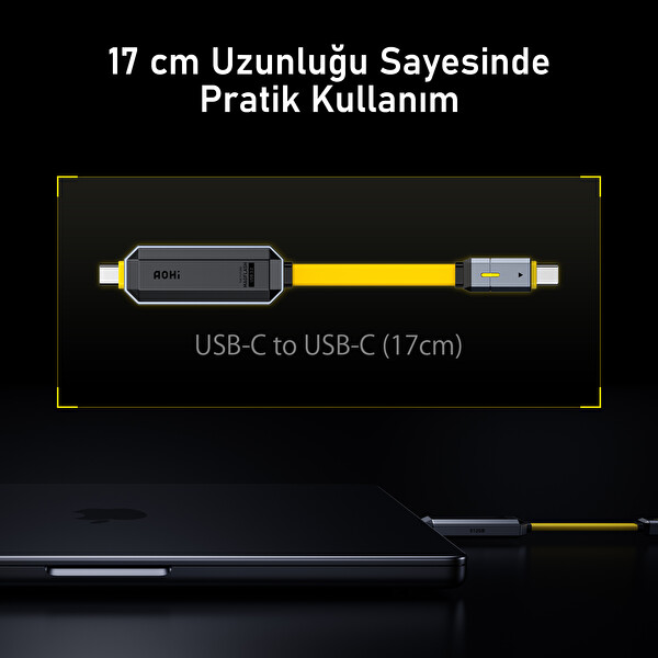 Aohi The Future Magflash 1000 MB/s Veri Aktarım 240W PD 3.1 Hızlı Şarj 256 GB USB-C Mikro SSD Flash Bellek ve Şarj Kablosu
