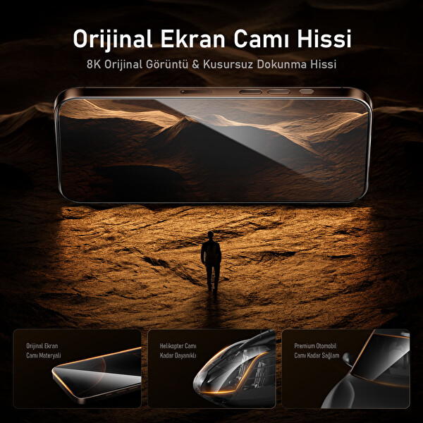 Aohi The Future iPhone 16 Pro Max Tam Kaplayan Kırılmaz Temperli Camlı Ekran Koruyucu