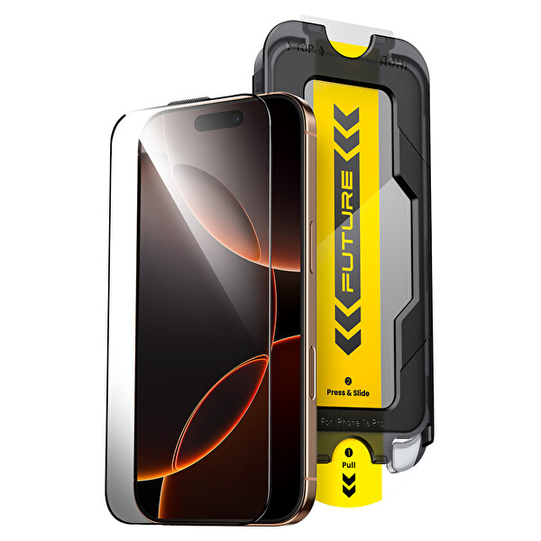 Aohi The Future iPhone 16 Pro Tam Kaplayan Kırılmaz Temperli Camlı Ekran Koruyucu