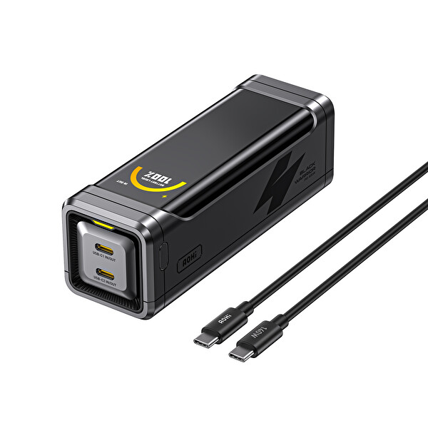 Aohi The Black Warrior 10.000 mAh 65W PD 3.0 Powerbank Akıllı Dijital Göstergeli Taşınabilir Siyah Şarj Cihazı