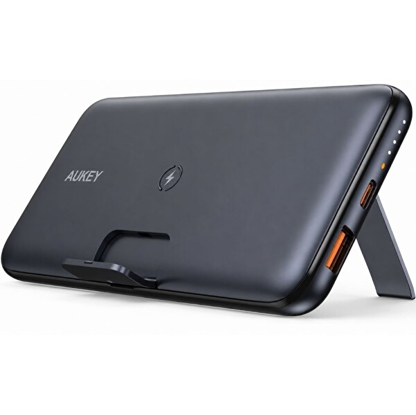 Aukey PB-WL02 USB-A - Type-C Çıkışlı Wireless Kablosuz Şarj 10000mAh Siyah Powerbank