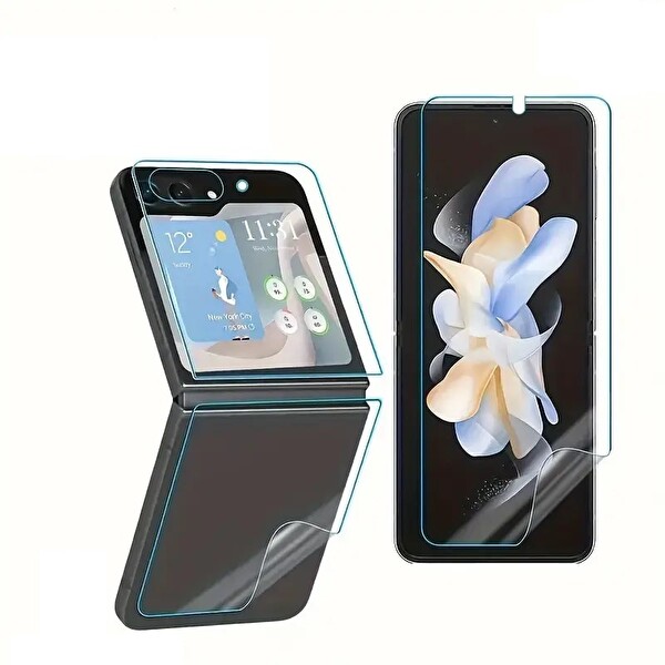 Samsung Galaxy Z Flip 8 Uyumlu Ön Arka Body Şeffaf Ultra koruyucu Nano Jelatin