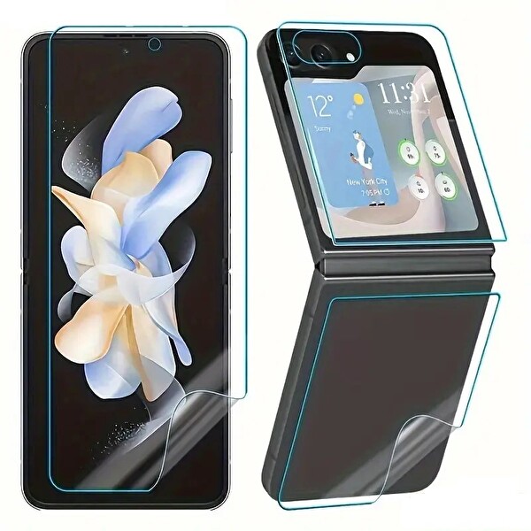 Samsung Galaxy Z Flip 8 Uyumlu Ön Arka Body Şeffaf Ultra koruyucu Nano Jelatin