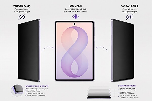 Samsung Galaxy Z Flip 8 Uyumlu Parmak izi bırakmaz Hayalet MAT Ekran Koruyucu Nano Jelatin