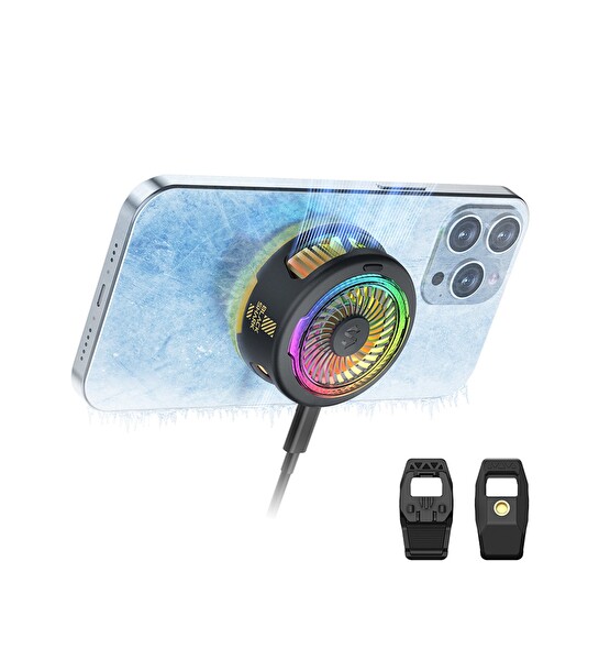 Piyatech RGB Ekranlı Manyetik Dijital Sıcaklık Göstergeli Telefon Soğutucu Fan