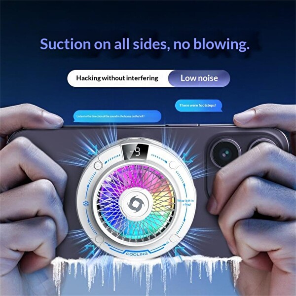 Piyatech RGB Ekranlı Manyetik Dijital Sıcaklık Göstergeli Telefon Soğutucu Fan