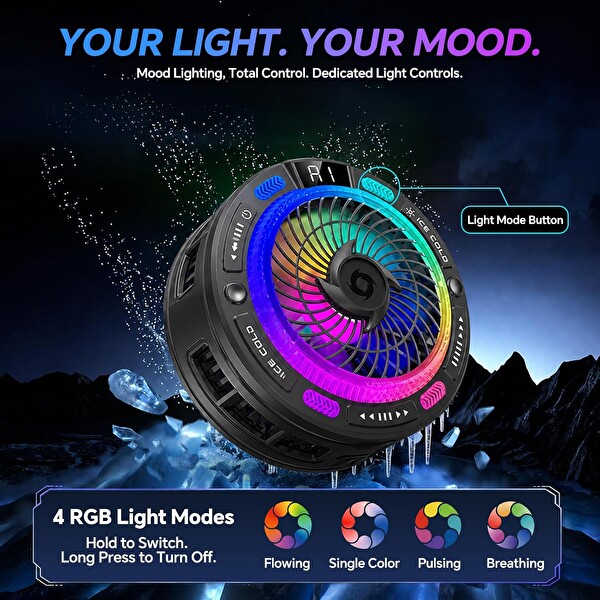 Piyatech RGB Ekranlı Manyetik Dijital Sıcaklık Göstergeli Telefon Soğutucu Fan