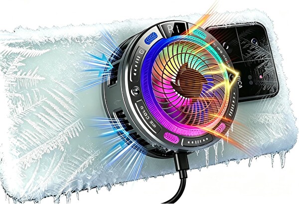 Piyatech RGB Ekranlı Manyetik Dijital Sıcaklık Göstergeli Telefon Soğutucu Fan