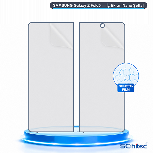 ScHitec Samsung Galaxy Z Fold5 Uyumlu İç Ekran Nano Şeffaf Hidrojel Koruyucu