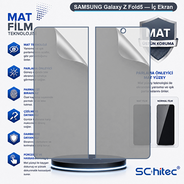 ScHitec Samsung Galaxy Z Fold5 Uyumlu İç Ekran Mat Hidrojel Koruyucu