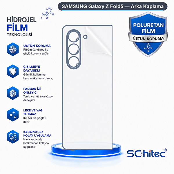 ScHitec Samsung Galaxy Z Fold5 Uyumlu Arka Yüzey Hidrojel Koruyucu Film