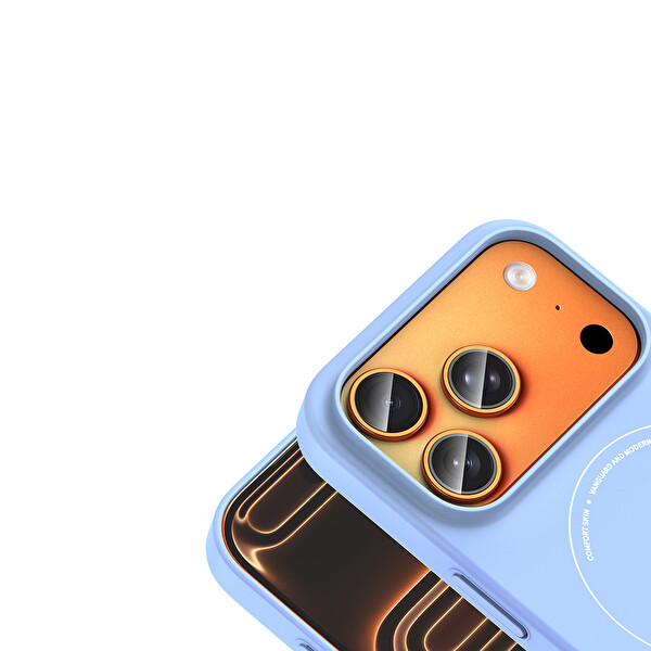 Başkenttekno iPhone 17 Pro Kılıf M-Safe Şarj Özellikli Kamera Korumalı Premium Elio Sert PC Kapak Açık Mavi