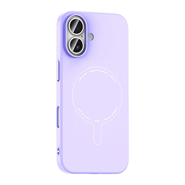 Başkenttekno iPhone 17 Kılıf M-Safe Şarj Özellikli Kamera Korumalı Premium Elio Sert PC Kapak Lila
