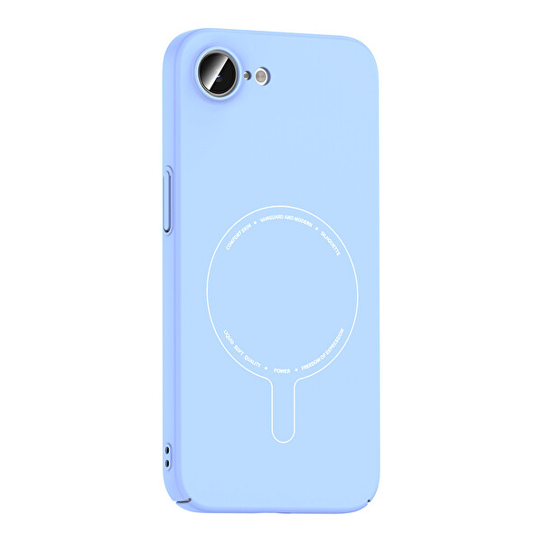 Başkenttekno iPhone 17e Kılıf M-Safe Şarj Özellikli Kamera Korumalı Premium Elio Sert PC Kapak Açık Mavi