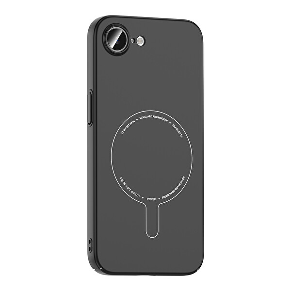 Başkenttekno iPhone 17e Kılıf M-Safe Şarj Özellikli Kamera Korumalı Premium Elio Sert PC Kapak Siyah