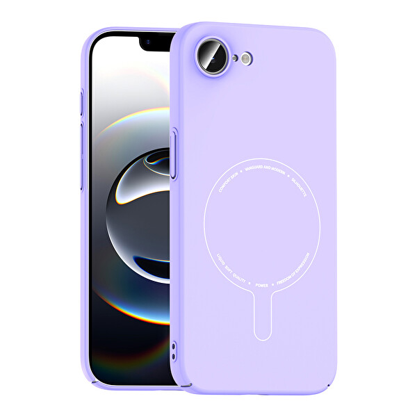 Başkenttekno iPhone 17e Kılıf M-Safe Şarj Özellikli Kamera Korumalı Premium Elio Sert PC Kapak Lila