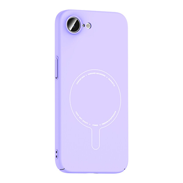 Başkenttekno iPhone 17e Kılıf M-Safe Şarj Özellikli Kamera Korumalı Premium Elio Sert PC Kapak Lila