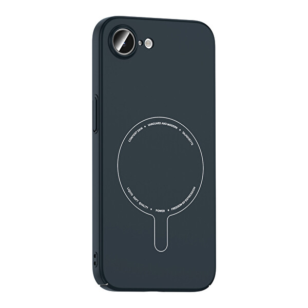 Başkenttekno iPhone 17e Kılıf M-Safe Şarj Özellikli Kamera Korumalı Premium Elio Sert PC Kapak Lacivert