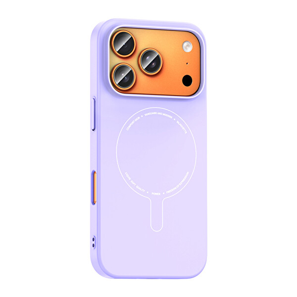 Başkenttekno iPhone 17 Pro Max Kılıf M-Safe Şarj Özellikli Kamera Korumalı Premium Elio Sert PC Kapak Lila
