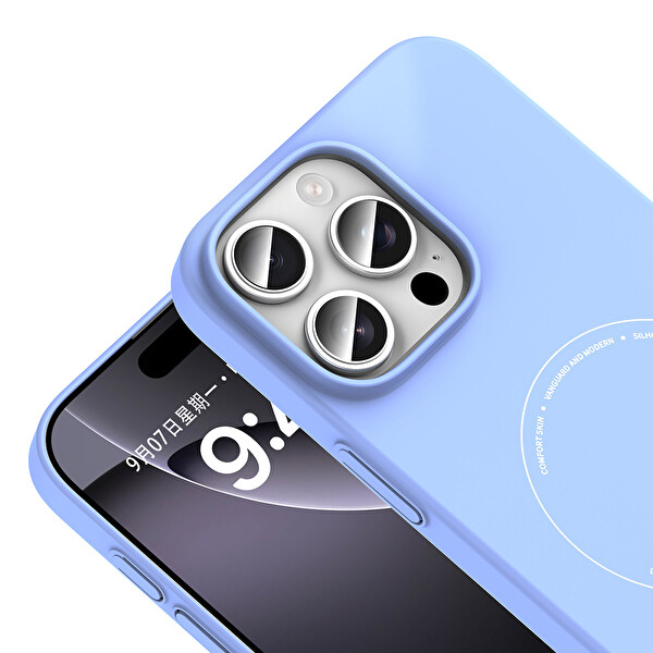 Başkenttekno iPhone 16 Pro Max Kılıf Magsafe Şarj Özellikli Kamera Korumalı Premium Elio Sert PC Kapak Açık Mavi
