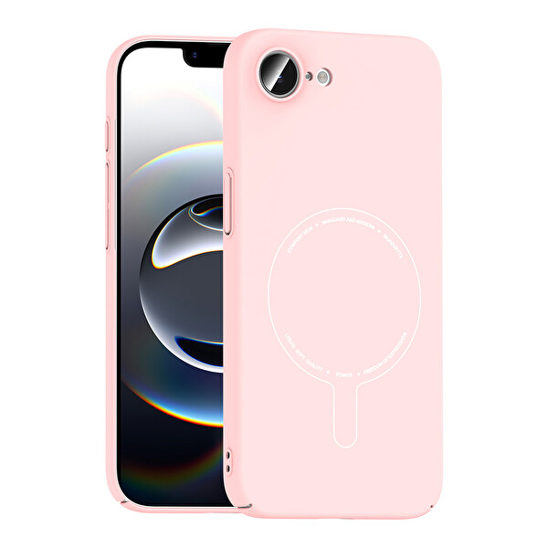 Başkenttekno iPhone 17e Kılıf M-Safe Şarj Özellikli Kamera Korumalı Premium Elio Sert PC Kapak Açık Pembe