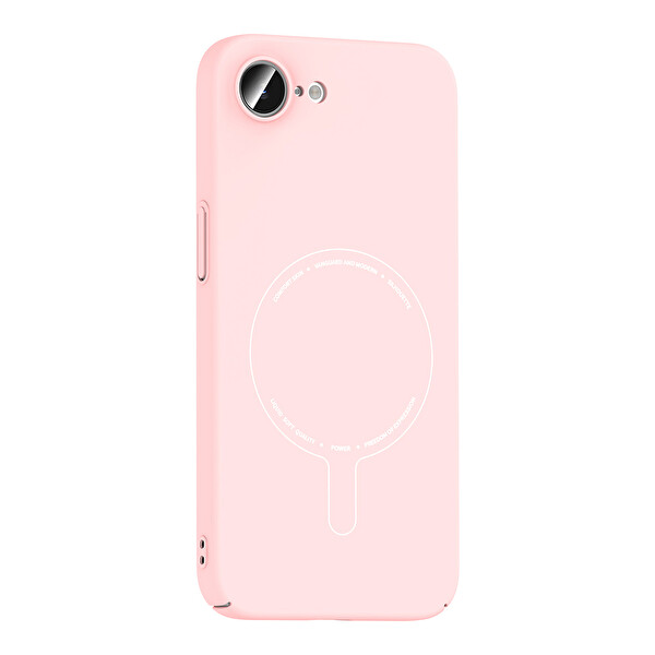 Başkenttekno iPhone 17e Kılıf M-Safe Şarj Özellikli Kamera Korumalı Premium Elio Sert PC Kapak Açık Pembe