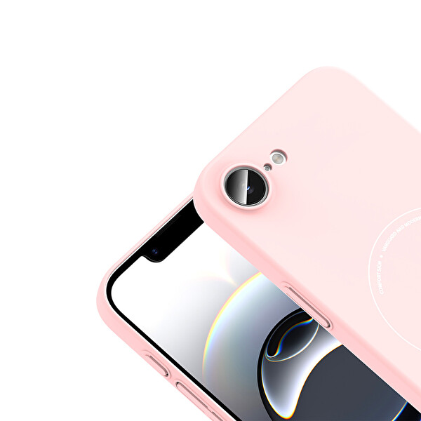 Başkenttekno iPhone 17e Kılıf M-Safe Şarj Özellikli Kamera Korumalı Premium Elio Sert PC Kapak Açık Pembe