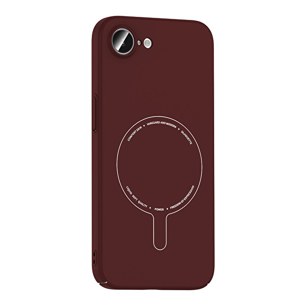 Başkenttekno iPhone 17e Kılıf M-Safe Şarj Özellikli Kamera Korumalı Premium Elio Sert PC Kapak Bordo