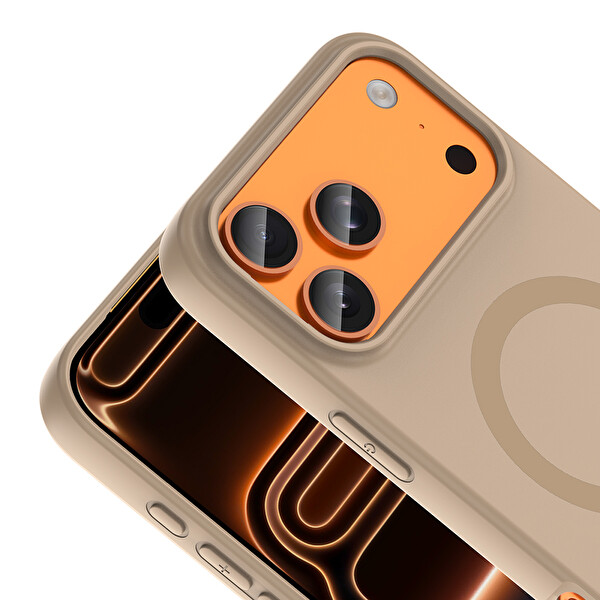 Başkenttekno iPhone 17 Pro Max Kılıf M-Ssafe Şarj Özellikli Kamera Korumali Premium Soft Aris Silikon Kapak Krem