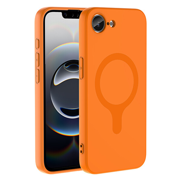 Başkenttekno iPhone 17 Pro Kılıf M-Safe Şarj Özellikli Kamera Korumali Premium Soft Aris Silikon Kapak Turuncu