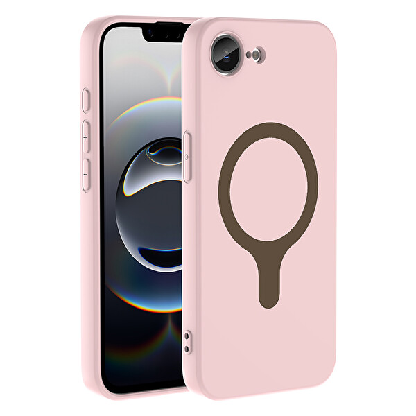 Başkenttekno iPhone 17 Pro Kılıf M-Safe Şarj Özellikli Kamera Korumali Premium Soft Aris Silikon Kapak Açık Pembe