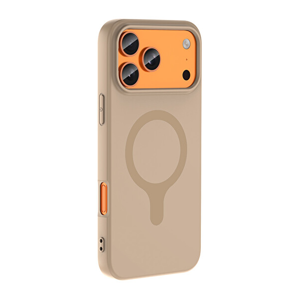 Başkenttekno iPhone 17 Pro Kılıf M-Safe Şarj Özellikli Kamera Korumali Premium Soft Aris Silikon Kapak Krem