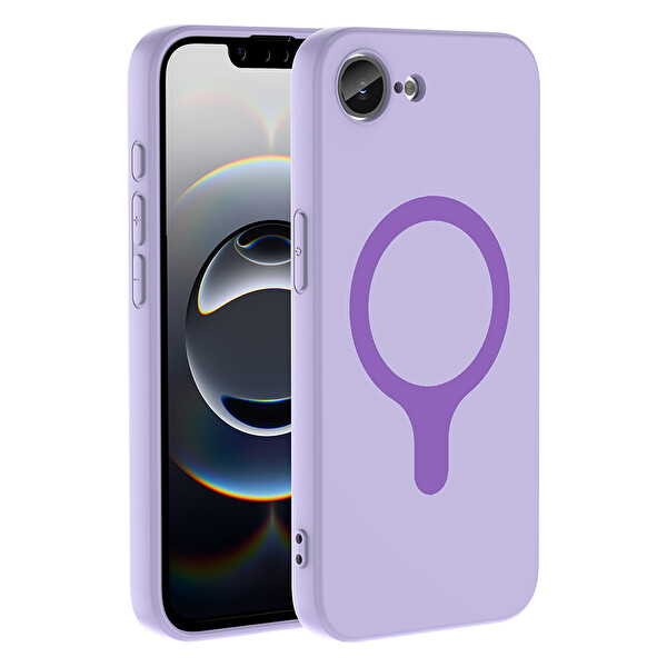 Başkenttekno iPhone 17 Pro Kılıf M-Safe Şarj Özellikli Kamera Korumali Premium Soft Aris Silikon Kapak Lila