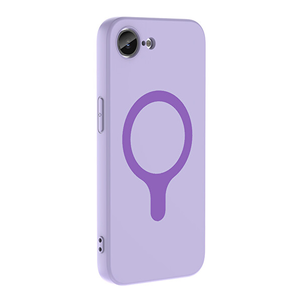 Başkenttekno iPhone 17 Pro Kılıf M-Safe Şarj Özellikli Kamera Korumali Premium Soft Aris Silikon Kapak Lila