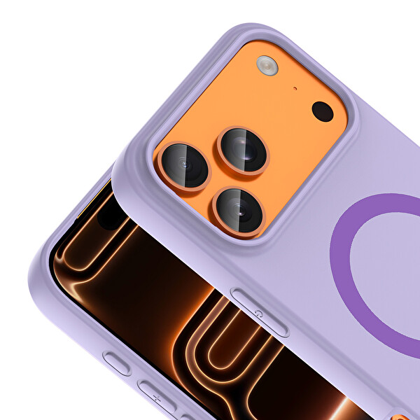 Başkenttekno iPhone 17 Pro Kılıf M-Safe Şarj Özellikli Kamera Korumali Premium Soft Aris Silikon Kapak Lila