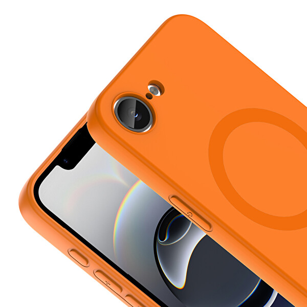 Başkenttekno iPhone 17 Pro Max Kılıf M-Ssafe Şarj Özellikli Kamera Korumali Premium Soft Aris Silikon Kapak Turuncu
