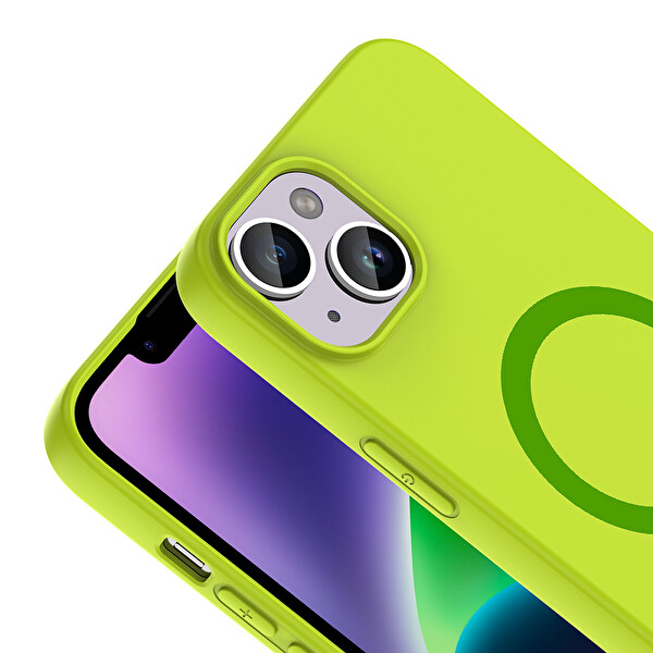 Başkenttekno iPhone 13 Kılıf M-Safe Şarj Özellikli Kamera Korumali Premium Soft Aris Silikon Kapak Yeşil