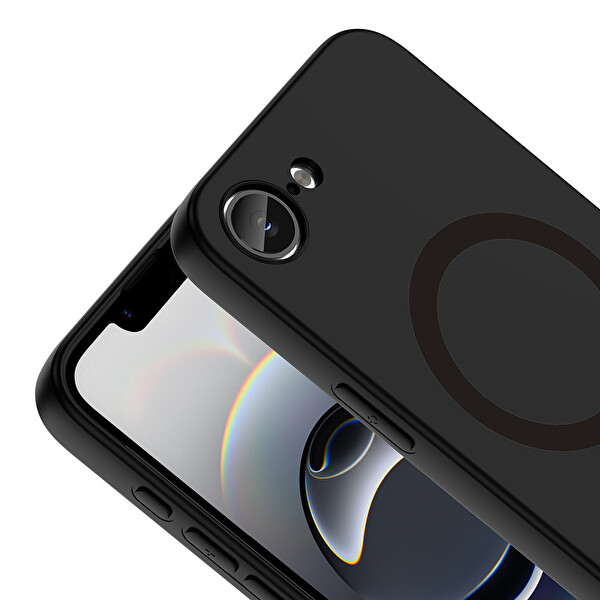 Başkenttekno iPhone 17 Pro Kılıf M-Safe Şarj Özellikli Kamera Korumali Premium Soft Aris Silikon Kapak Siyah
