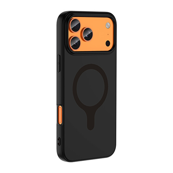 Başkenttekno iPhone 17 Pro Kılıf M-Safe Şarj Özellikli Kamera Korumali Premium Soft Aris Silikon Kapak Siyah