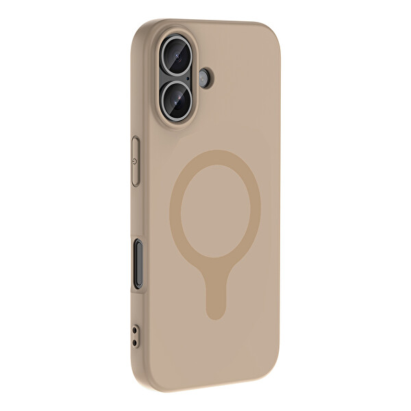 Başkenttekno iPhone 16 Kılıf M-Safe Şarj Özellikli Kamera Korumali Premium Soft Aris Silikon Kapak Krem